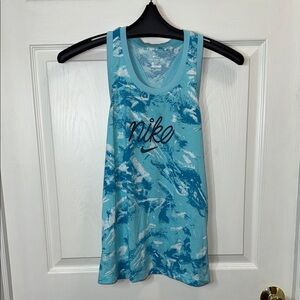 Nike Aqua and White Graphic Tank Top